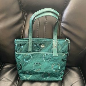 COACH Signature Sequin Satin Tote